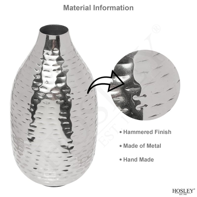 Hosley's 8.75" High Silver Finish Hammered Metal Vase. Ideal Gift for Floral Arrangements Weddings, Special Events, Aromatherapy,Spa, Reiki, Meditation O4 - Image 5